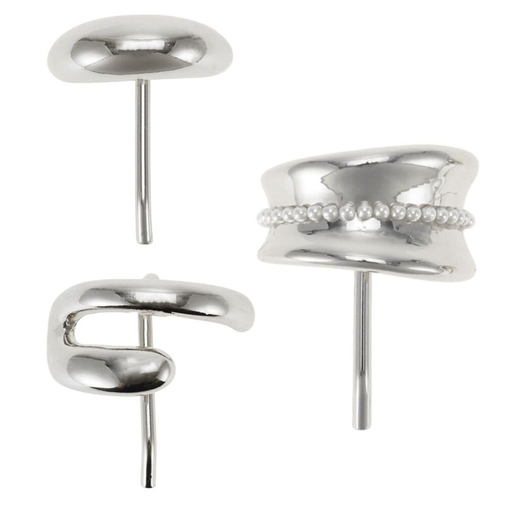 3 Pcs Ponytail Buckle Strong Hold Decoration Hair Jaw Clips Silver Tone